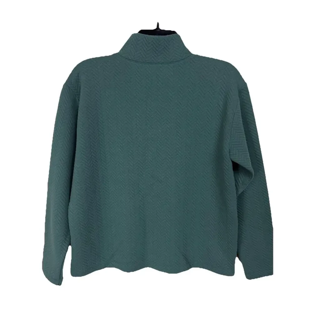 J.Crew Factory Sweatshirt Women's Sage Green S Herringbone Pullover Sweater NWT‎